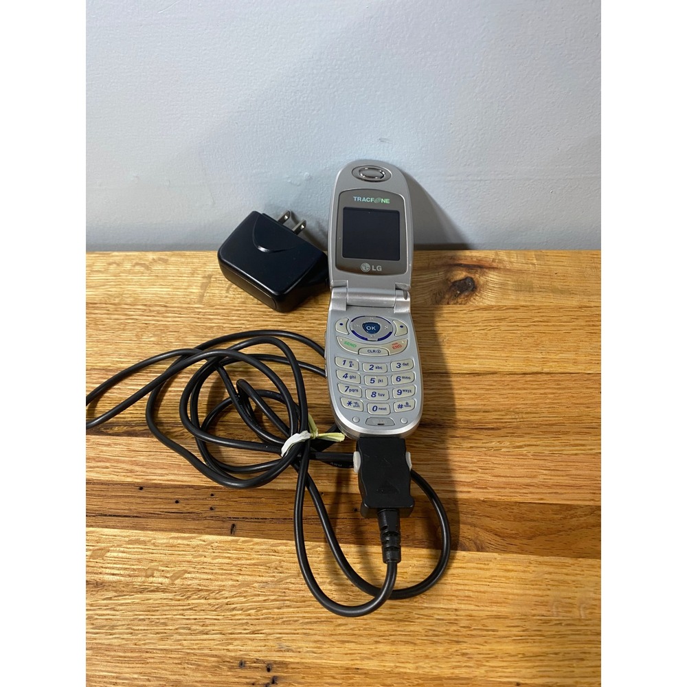 Vintage LG Silver Flip Phone TracFone Cell Phone Prop Collector - Tested Works